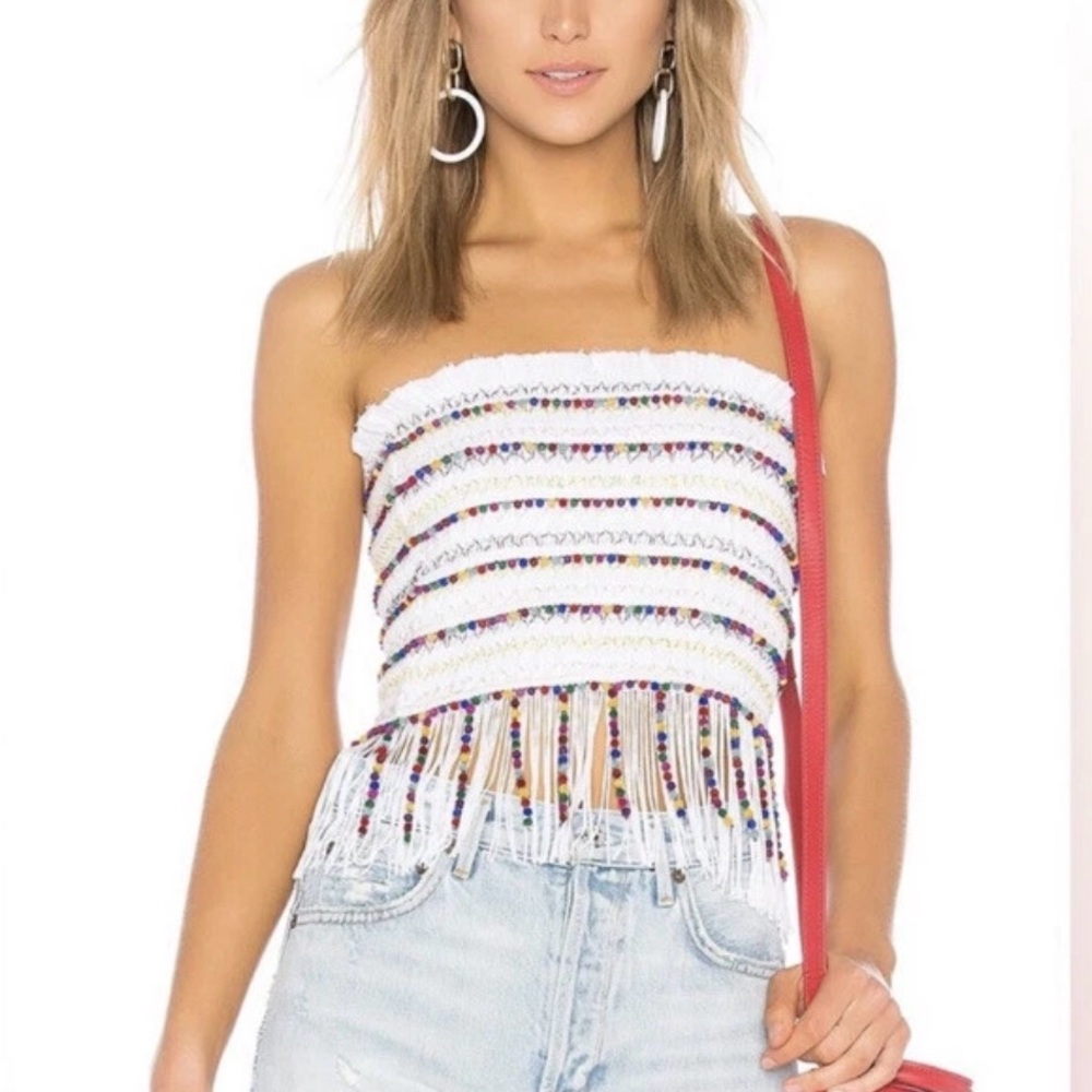 Majorelle Hannah Mae fringe tube top in small